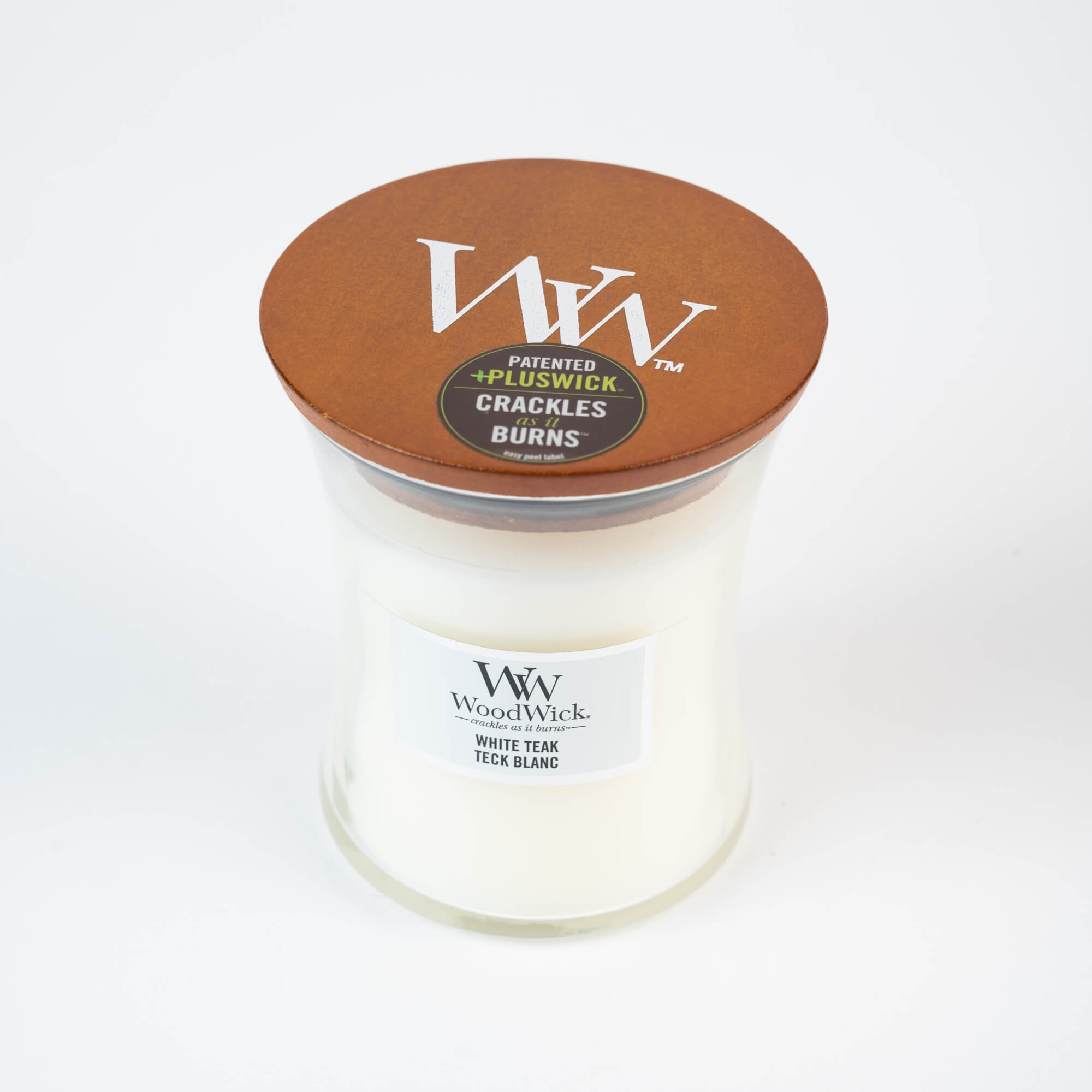 WoodWick White Teak Közepes Üveg