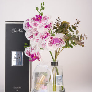Orchidea design diffúzor üvegben – Bazsarózsa illat, Cote Noire